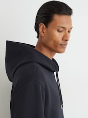 Reiss Navy Falco Premium Interlock Relaxed-Fit Hoodie - Image 4 of 7