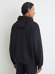 Reiss Navy Falco Premium Interlock Relaxed-Fit Hoodie - Image 6 of 7