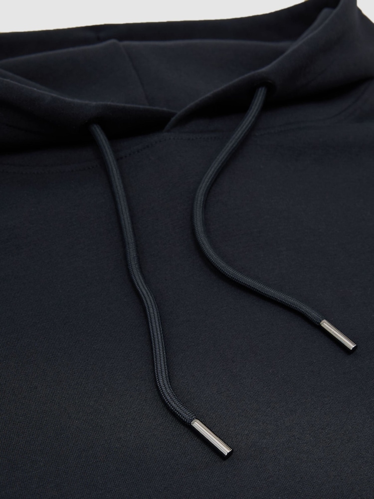 Reiss Navy Falco Premium Interlock Relaxed-Fit Hoodie - Image 7 of 7 Reiss Navy Falco Premium Interlock Relaxed-Fit Hoodie - Image 7 of 7