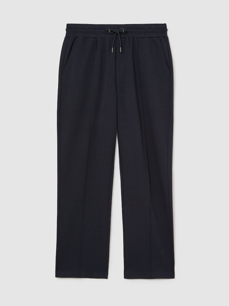 Reiss Navy Form Premium Interlock Straight-Leg Joggers - Image 2 of 6 Reiss Navy Form Premium Interlock Straight-Leg Joggers - Image 2 of 6