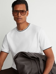 Reiss White Ainsley Air-Water Cotton Tipped Tailored-Fit T-Shirt - Image 1 of 6