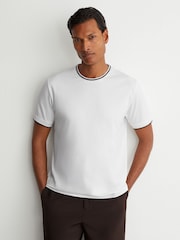 Reiss White Ainsley Air-Water Cotton Tipped Tailored-Fit T-Shirt - Image 3 of 6