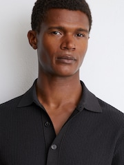 Reiss Dark Green Admiral Ribbed Half-Button Polo Shirt - Image 1 of 7