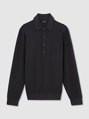 Reiss Dark Green Admiral Ribbed Half-Button Polo Shirt - Image 2 of 7