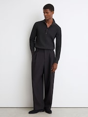Reiss Dark Green Admiral Ribbed Half-Button Polo Shirt - Image 4 of 7