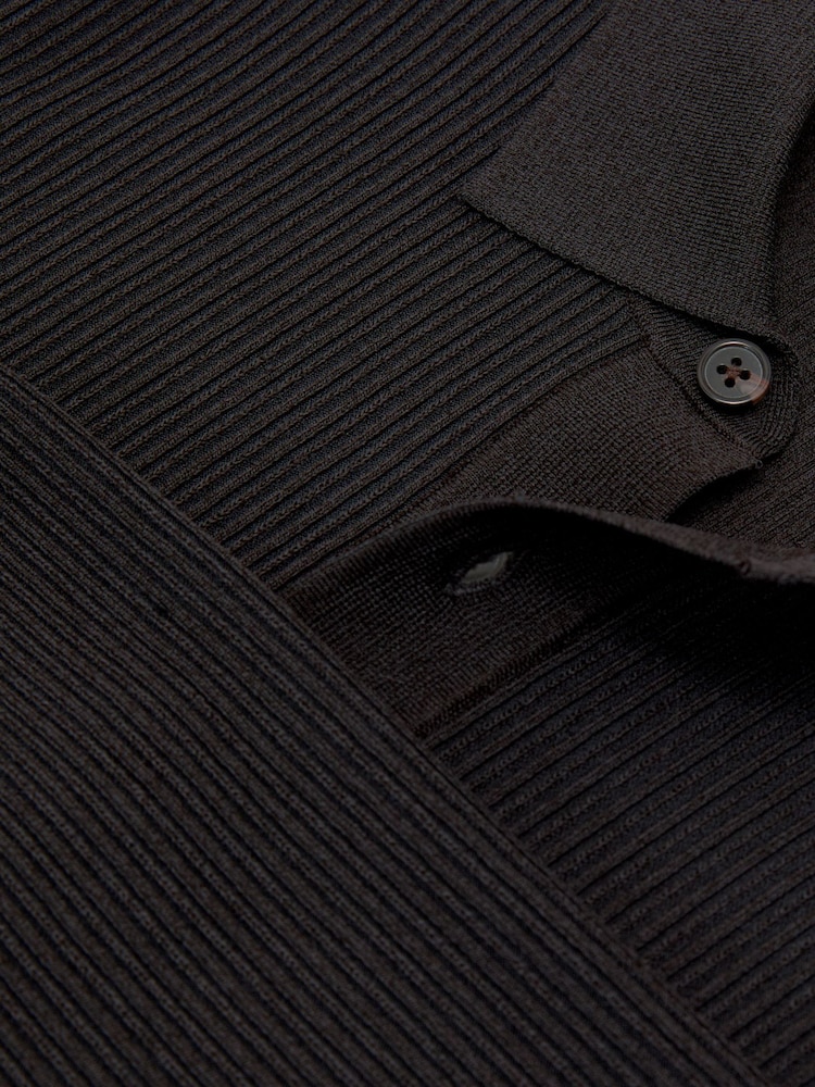 Reiss Dark Green Admiral Ribbed Half-Button Polo Shirt - Image 7 of 7 Reiss Dark Green Admiral Ribbed Half-Button Polo Shirt - Image 7 of 7