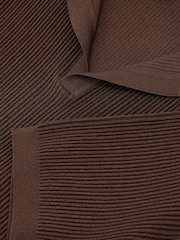Reiss Chocolate Brown Sailor Rib-Knit Open-Collar Polo Shirt - Image 6 of 6