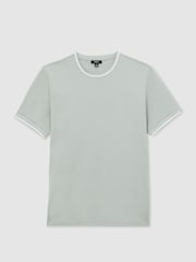 Reiss Light Sage Green Ainsley Air-Water Cotton Tipped Tailored-Fit T-Shirt - Image 2 of 5