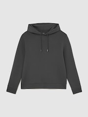 Reiss Charcoal Grey Dane Premium Interlock Hoodie - Image 2 of 7