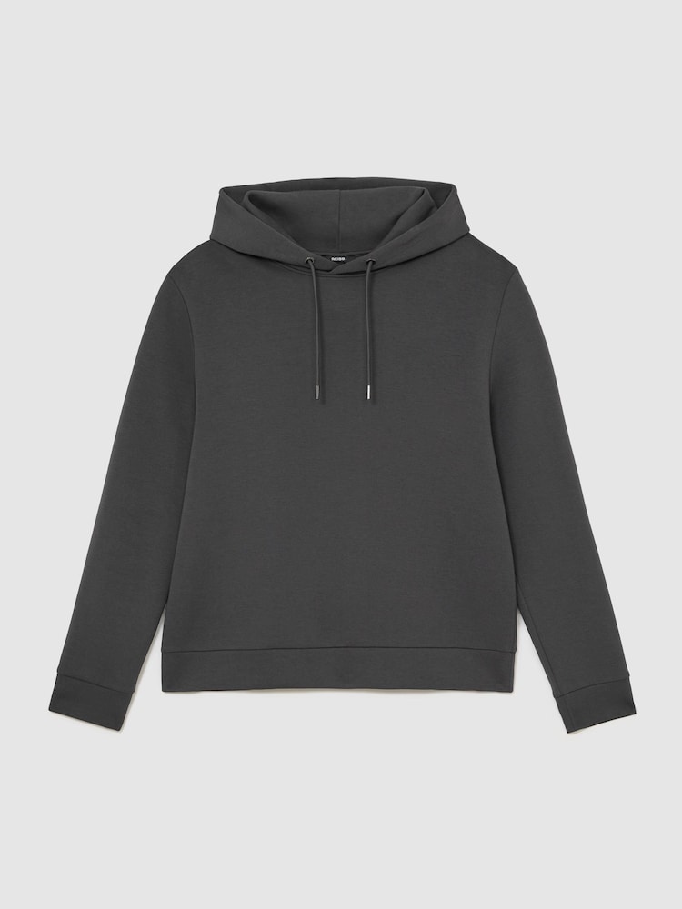 Reiss Charcoal Grey Dane Premium Interlock Hoodie - Image 2 of 7