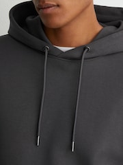 Reiss Charcoal Grey Dane Premium Interlock Hoodie - Image 3 of 7
