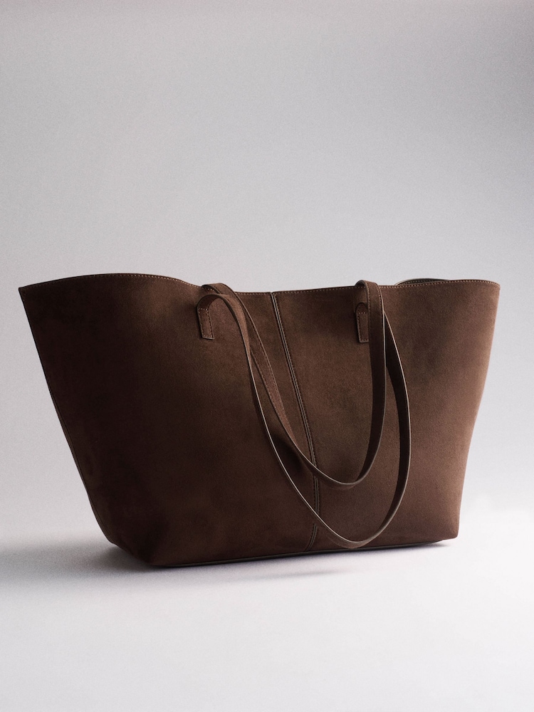 The Set Tote Bag Brown Faux Suede - Image 2 of 4