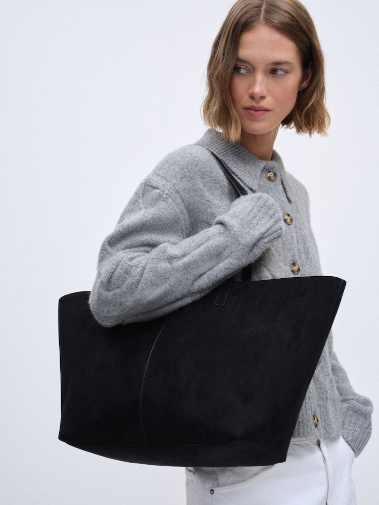 The Set Tote Bag Black Faux Suede - Image 1 of 5
