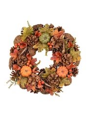 Decoris 33cm Autumnal Pinecone Wreath - Image 2 of 2
