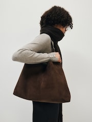 זמש חום - The Set Slouchy Shoulder Bag - תמונה 4 מתוך 7