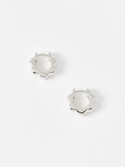 Oliver Bonas Sterling Silver Senna Scalloped Flower Clicker Hoop Earrings - Image 2 of 5