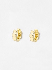 Oliver Bonas Gold Plated Senna Scalloped Flower Plated Clicker Hoop Earrings - Image 1 of 5