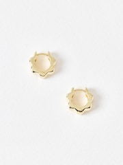 Oliver Bonas Gold Plated Senna Scalloped Flower Plated Clicker Hoop Earrings - Image 2 of 5