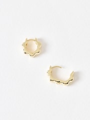 Oliver Bonas Gold Plated Senna Scalloped Flower Plated Clicker Hoop Earrings - Image 3 of 5