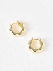 Oliver Bonas Gold Plated Senna Scalloped Flower Plated Clicker Hoop Earrings - Image 4 of 5