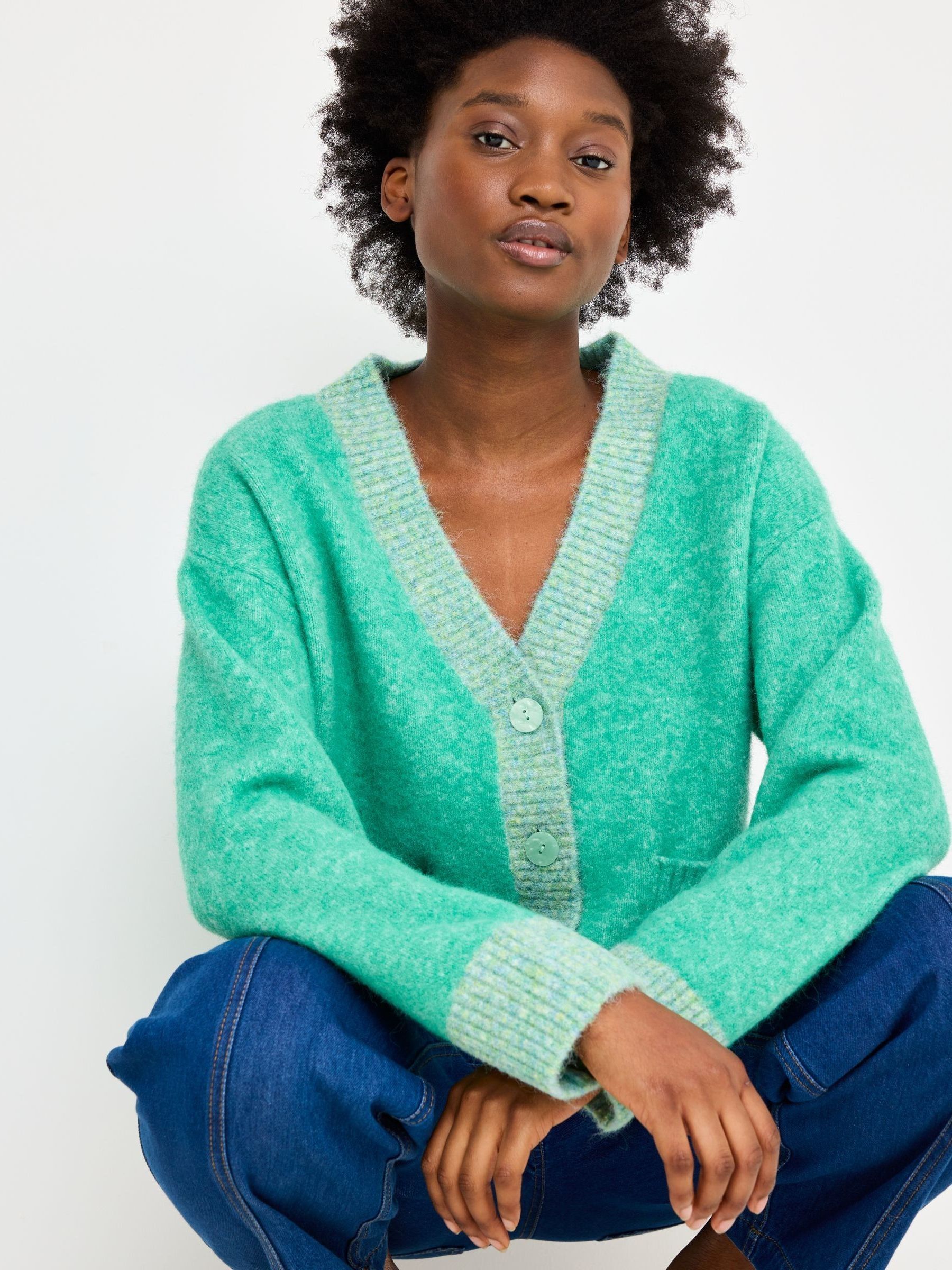 Buy Oliver Bonas Green V-Neck Knitted Cardigan from the Next UK
