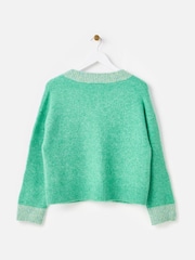 Oliver Bonas Green V-Neck Knitted Cardigan - Image 4 of 8