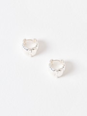 Oliver Bonas Sterling Silver Rosa Ridged Plated Clicker Hoop Earrings - Image 2 of 5