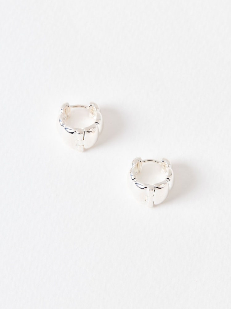 Oliver Bonas Sterling Silver Rosa Ridged Plated Clicker Hoop Earrings - Image 2 of 5
