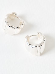 Oliver Bonas Sterling Silver Rosa Ridged Plated Clicker Hoop Earrings - Image 4 of 5