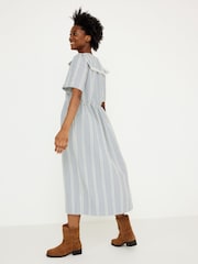 Oliver Bonas Blue Gingham Sailor Collar Midi Dress - Image 2 of 7