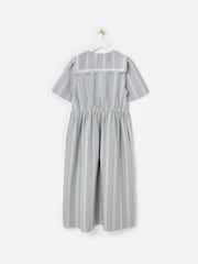 Oliver Bonas Blue Gingham Sailor Collar Midi Dress - Image 4 of 7