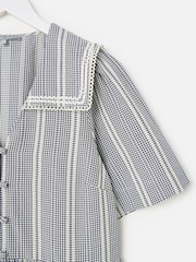 Oliver Bonas Blue Gingham Sailor Collar Midi Dress - Image 6 of 7