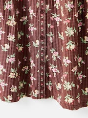 Oliver Bonas Chocolate Brown Floral Short Sleeve Blouse - Image 7 of 7