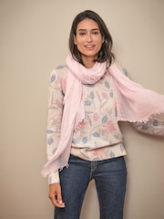 Pure Collection Pink Ultrafine Cashmere Lightweight Scarf - Image 2 of 3