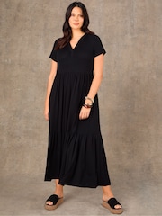 Live Unlimited Black Petite Tiered Jersey Maxi Dress - Image 1 of 4