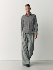 Chocolate Brown Stripe Fitted Stretch Essential Long Sleeve Shirt - Image 2 of 5
