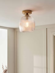 Gallery Home Aged Brass Ashton Ribbed Ceiling Light - Image 1 of 4