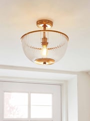 Gallery Home Vintage Brass Somerly Bowl Ceiling Light - Image 1 of 4