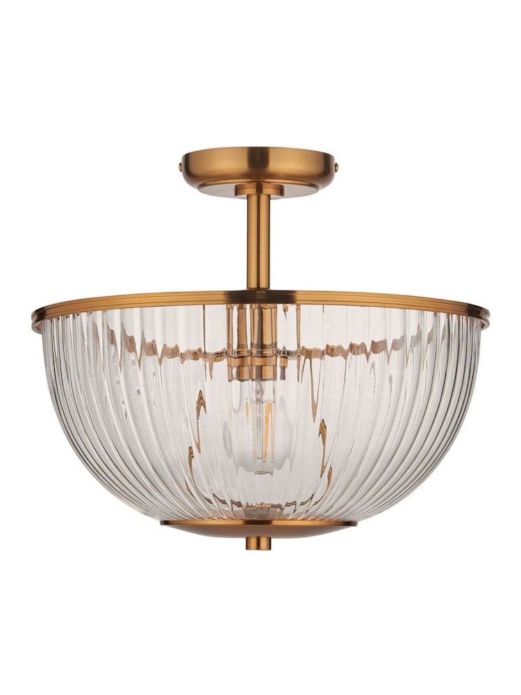 Gallery Home Vintage Brass Somerly Bowl Ceiling Light - Image 4 of 4