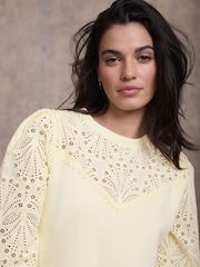 Amarillo - Mint Velvet Cotton Blend Broderie Sweatshirt - Imagen 4 de 6