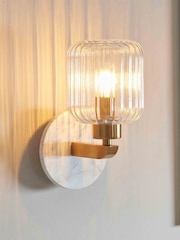 Gallery Home White Travine Ribbed Wall Light Marble - Image 1 of 4