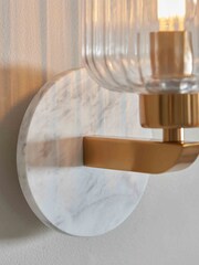 Gallery Home White Travine Ribbed Wall Light Marble - Image 2 of 4