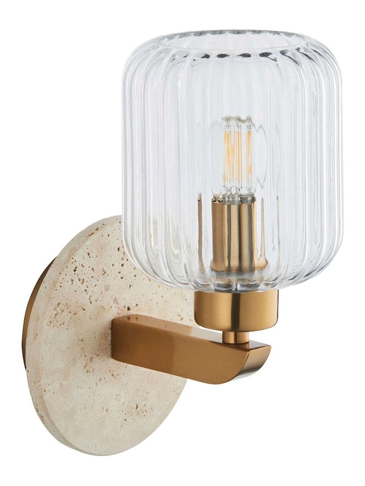 Gallery Home Beige Travine Ribbed Wall Light Marble - Image 4 of 4