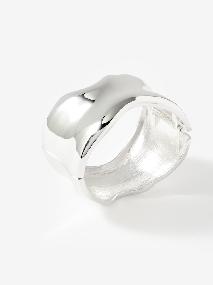 Mint Velvet Silver Tone Clean Wave Bangle - Image 1 of 5