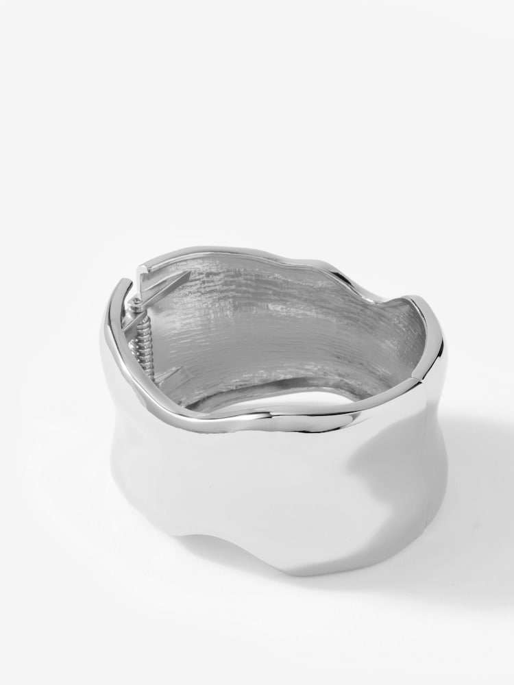 Mint Velvet Silver Tone Clean Wave Bangle - Image 2 of 5