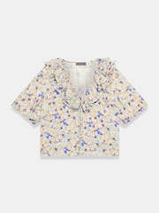 Mint Velvet Blue Floral Ruffle Trim Blouse - Image 6 of 7