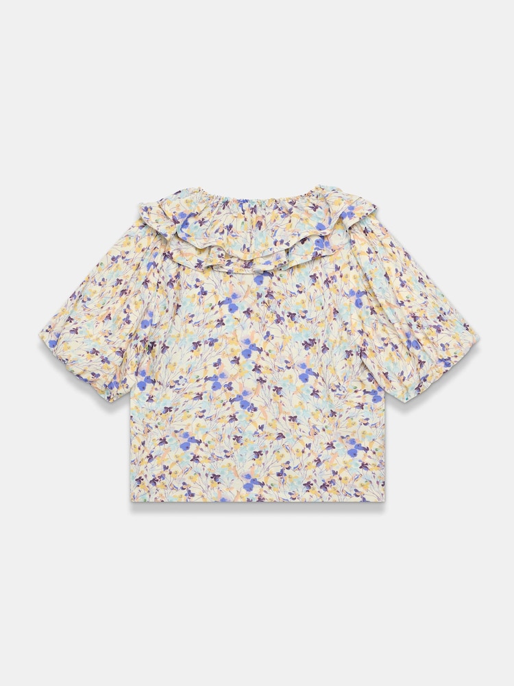 Mint Velvet Blue Floral Ruffle Trim Blouse - Image 7 of 7