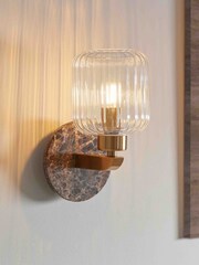 Gallery Home Dark Brown Travine Ribbed Wall Light Marble - Image 1 of 4