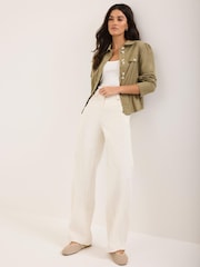 Mint Velvet White Relaxed Seam Detail Wide Jeans - Image 2 of 7