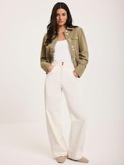 Mint Velvet White Relaxed Seam Detail Wide Jeans - Image 3 of 7